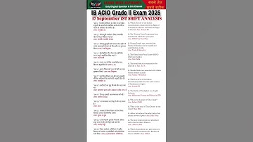 IB ACIO Grade ll Exam Analysis 2025|17 September 1st shift Exam Analysis|IB ACIO Paper Solution