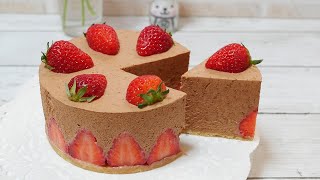 いちごの生チョコムース No-Bake Strawberry chocolate mousse cake