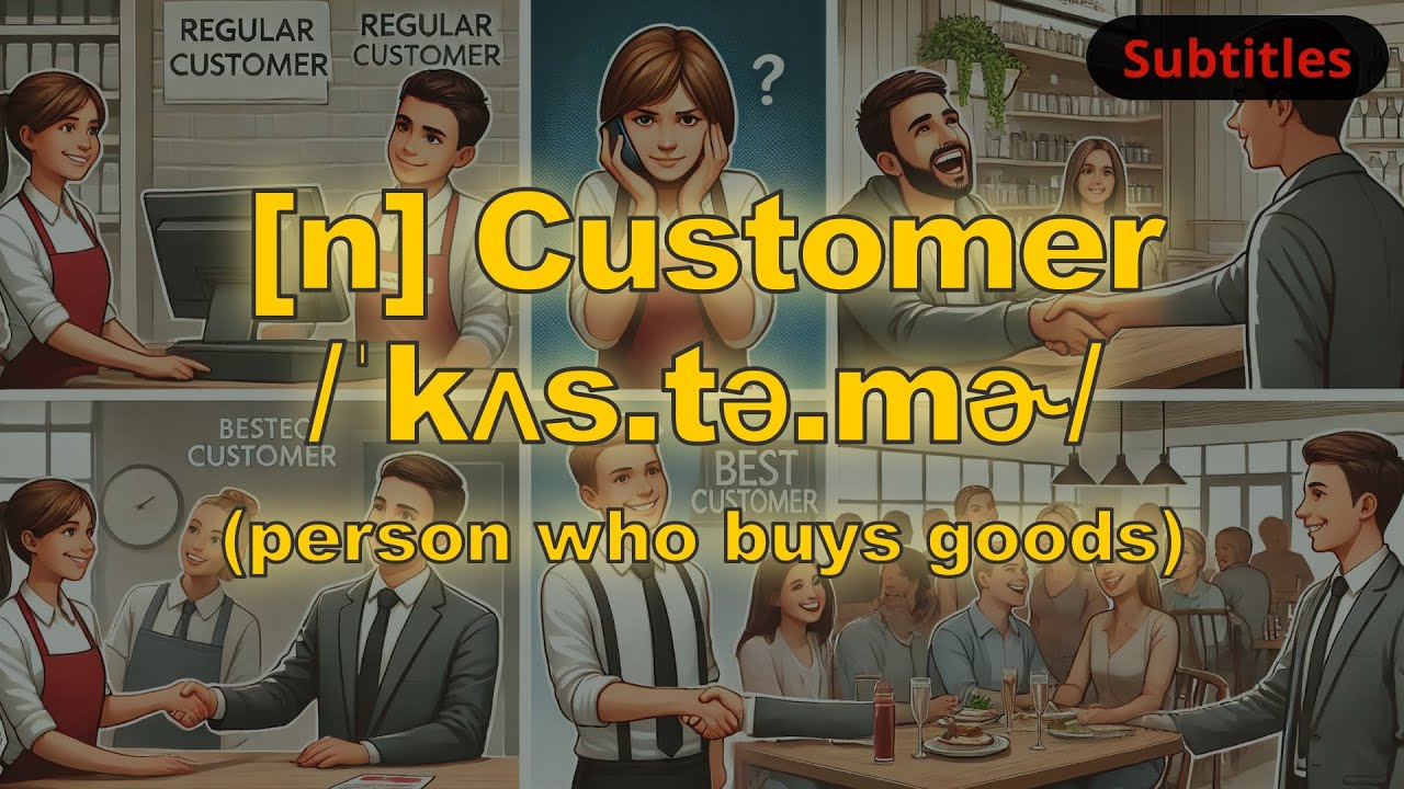 [n] Customer meaning (person who buys goods) with 5 examples - YouTube