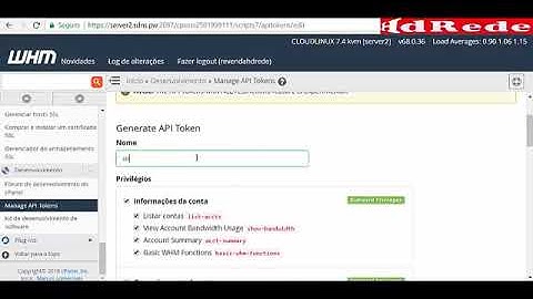 Manage API Tokens WHM HdRede