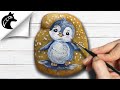 How to paint a penguin  rock painting tutorial