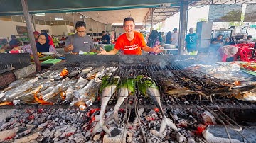 Street Food in Malaysia!! 🇲🇾 EXTREME FISH BBQ + Curry Noodles in Penang Mainland!!