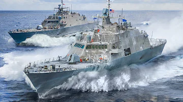 Powerful US Combat Ships Battle Giant Waves in Middle of the Ocean