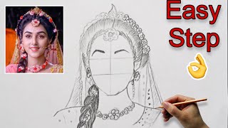 Radha Rani Drawing Easy Step