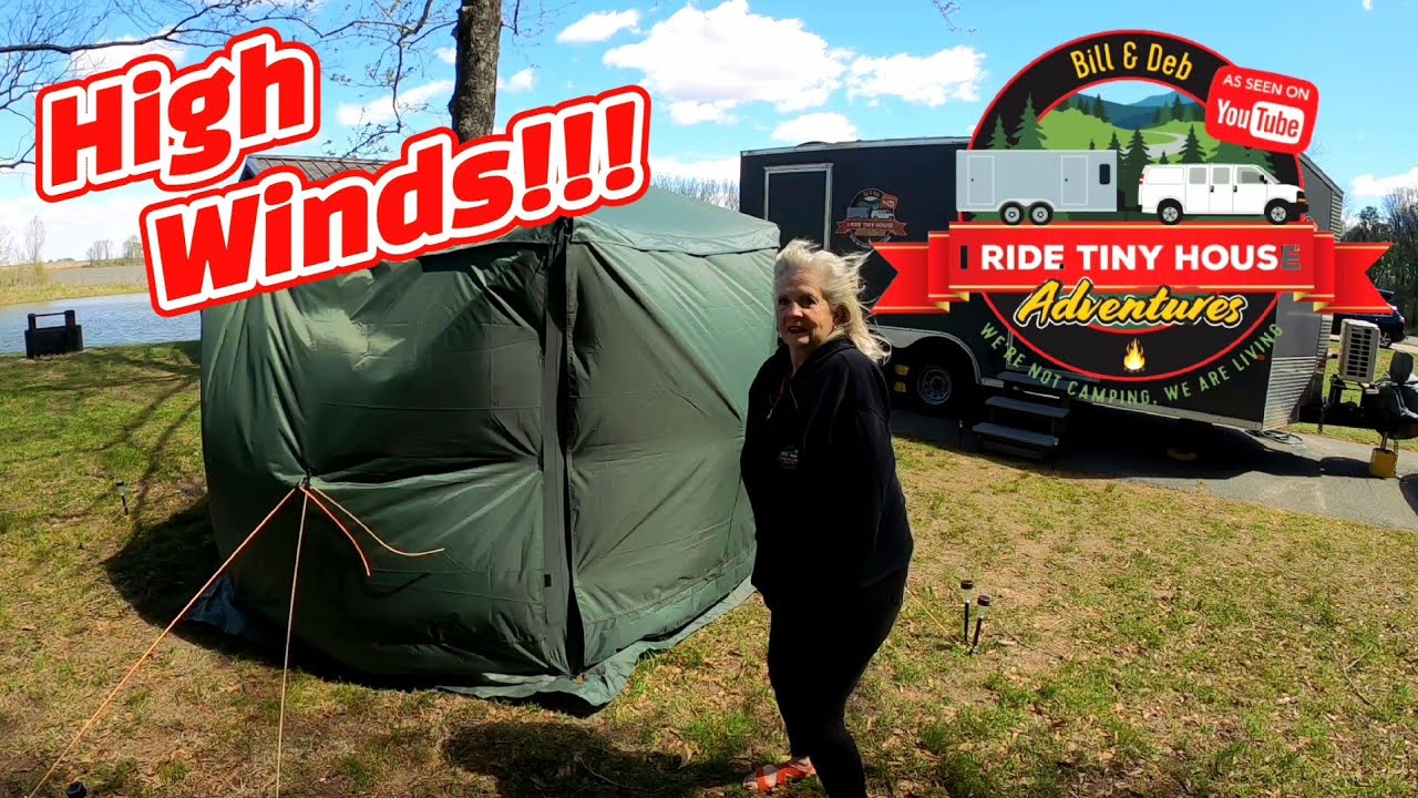 Will Our Gazelle Gazebo Blow Away?? Cargo Trailer Conversion Living