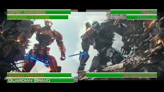 Gipsy Avenger, Bracer Phoenix, Saber Athena, and Guardian Bravo vs Kaiju Trio...with healthbars