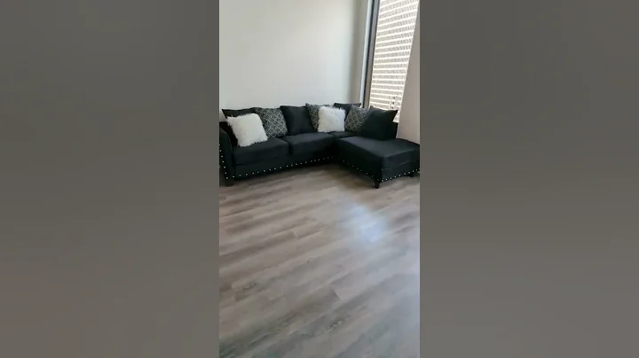 Black Tuxedo Sectional w Nailhead Trim and Pillows