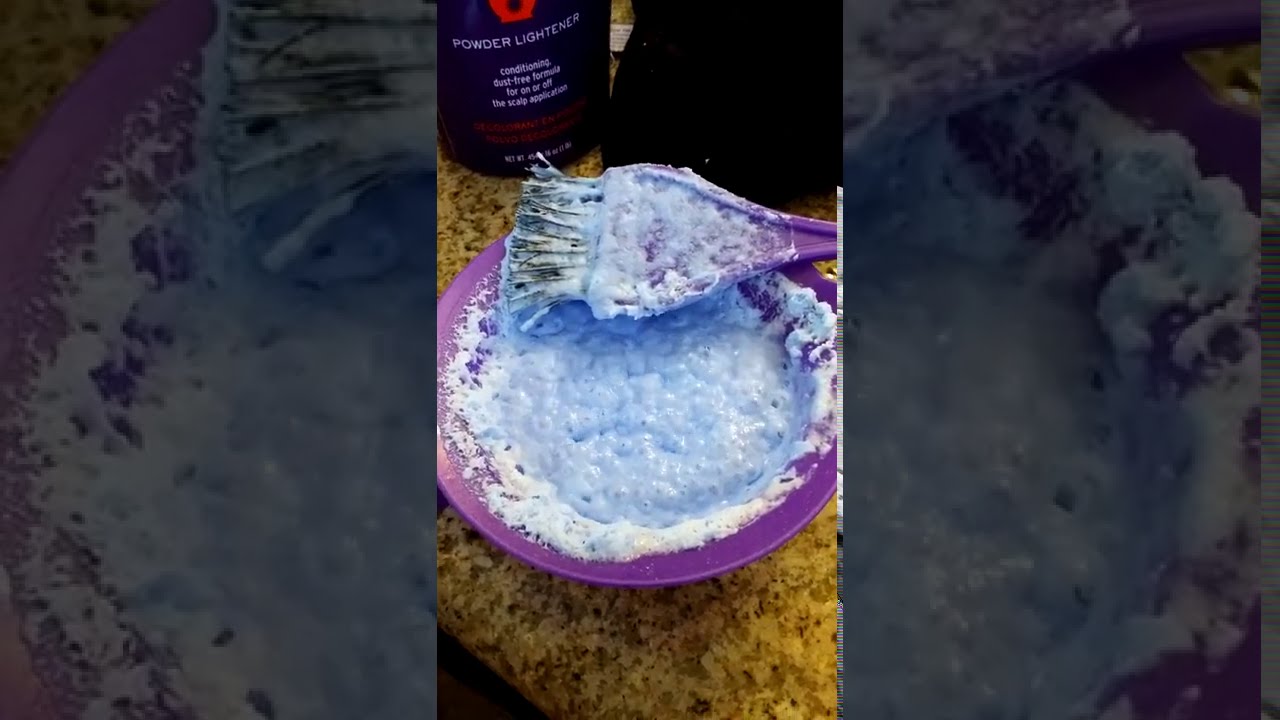 Hair bleaching products are boiling in the bowl and melting the brush