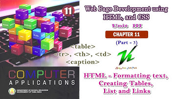 Chapter 11 (Part 3)| HTML Formatting text, Creating Tables, List, Links | 11th Computer Applications