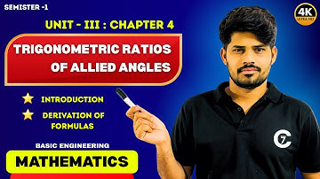📘 Trigonometric Ratios of Allied Angles | Chapter – 4 | Unit – III | Diploma Mathematics