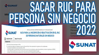 SACAR RUC PARA PERSONAS SIN NEGOCIO