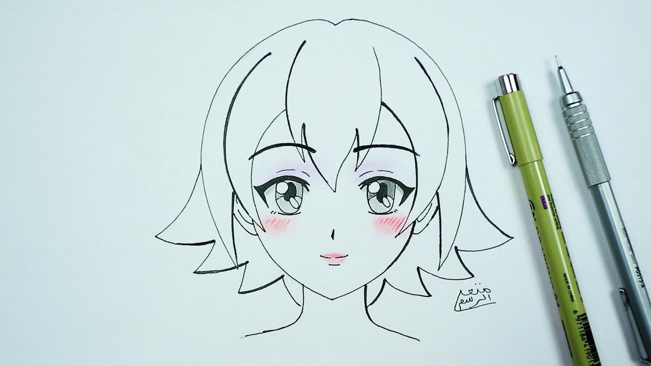 تعلم رسم فتاة انمى بكل سهولة للمبتدئين  كيف ترسم انمي خطوة بخطوة