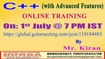 C++ (with Advanced Features) Online Training @ DURGASOFT