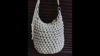 torebka ze sznurka bawełnianego - ścieg francuski na szydełku - YouTube
