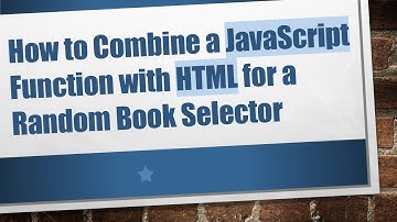 How to Combine a JavaScript Function with HTML for a Random Book Selector