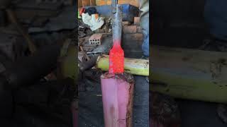 Unique Technique! Hardening a Spear Using a Banana Tree Medium #experiment #blacksmithing