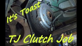 Jeep Wrangler TJ Clutch/Flywheel Replacement  Clutch won't always release / high pedal  DIY