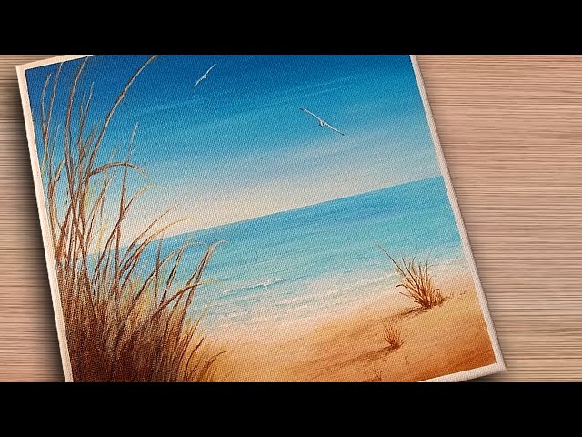 How To Paint A Landscape With Sea Sand And Seagulls In Acrylic 