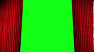 Stage / cinema curtain opening with green screen