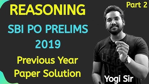 SBI PO Prelims 2019 ||Reasoning|| Previous Year Paper Solution - II
