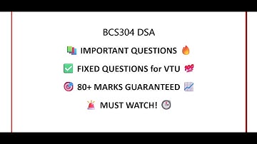 🔴 VTU DSA (BCS304) | Most Important Questions 2024-25 | Score 80+ in Data Structures 💯