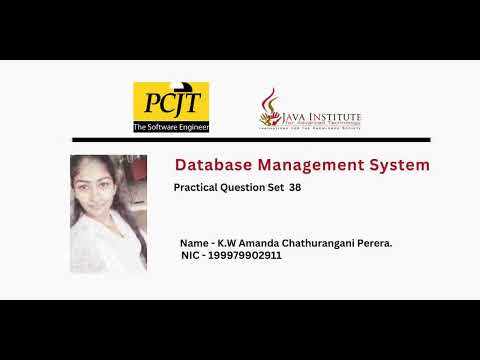 DBMS Question Session Task No 38 | 1st Year | Semester 01 | Java Institute.