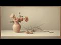Minimal Rose Vase Aesthetic Soft Beige Calm Ambience Luxury Vintage Wallpaper 4K 