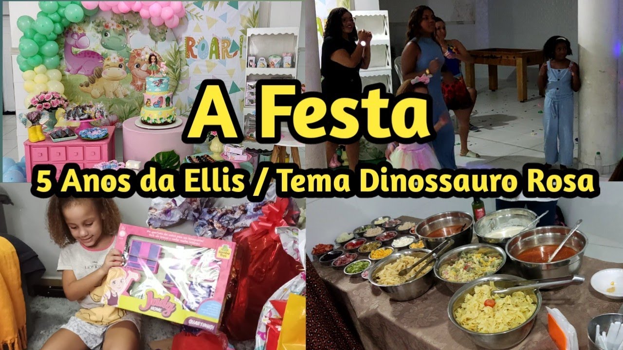 A Festa de 5 Anos da Ellis / Tema Dinossauro Rosa