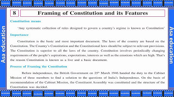Ch 8.1 Framing of Constitution and its Features (Social Science, Grade 9, GSEB) Easy exp. in Hindi