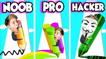 Can We Go NOOB vs PRO vs HACKER In PENCIL RUSH 3D! ALL LEVELS! Prezley