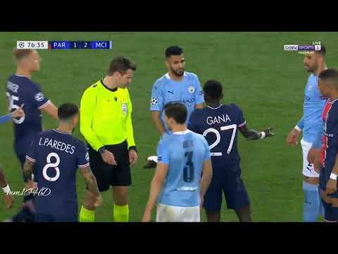 طرد ادريسا جانا جاي في مباراة مانشستر سيتي وباريس سان جيرمان