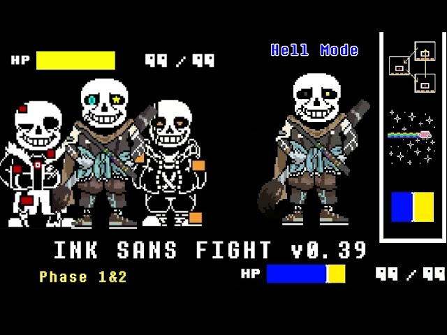 Ink!sans Fight v0.39 official Phase1&2 & HELL MODE【undertale fangame】 