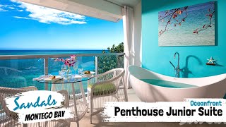 Oceanfront Penthouse Club Level Junior Suite PJS | Sandals Montego Bay | Complete Tour & Review 4K