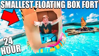 WORLDS SMALLEST BOX FORT BOAT 24 HOUR CHALLENGE 📦🚢Camping, Toys, Pool & More!