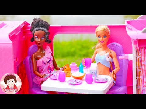 รีวิวของเล่นบาร์บี้ แคมป์ปิ้งคาร์ ตุ๊กตาบาร์บี้ Barbie Family Camping Trip Routine