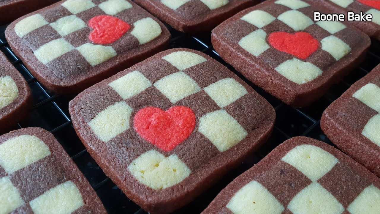⁣[쿠키] 하트 체크무늬 쿠키만들기/ 발렌타인데이 쿠키 만들기/how to make Valentine's day cookies recipe/checkerboard cooki