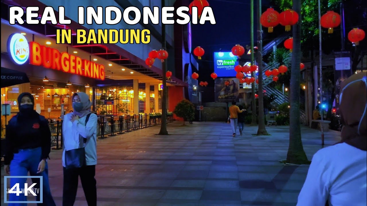 Bandung Night Walk! The beauty of the streets around Bandung Indah Plaza 4K