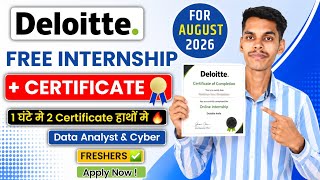 🛑 Deloitte FREE Virtual Internship 2026 | 1 Hour ⏰️ = Certificate 👨‍💻 | Deloitte Free Certificate 💼