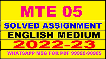mte 5 solved assignment 2023 | mte 5 solved assignment in english 2022-2023 | mte 5 2023