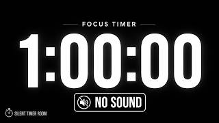 1-Hour Countdown Timer (No Sound) | Black Screen Focus