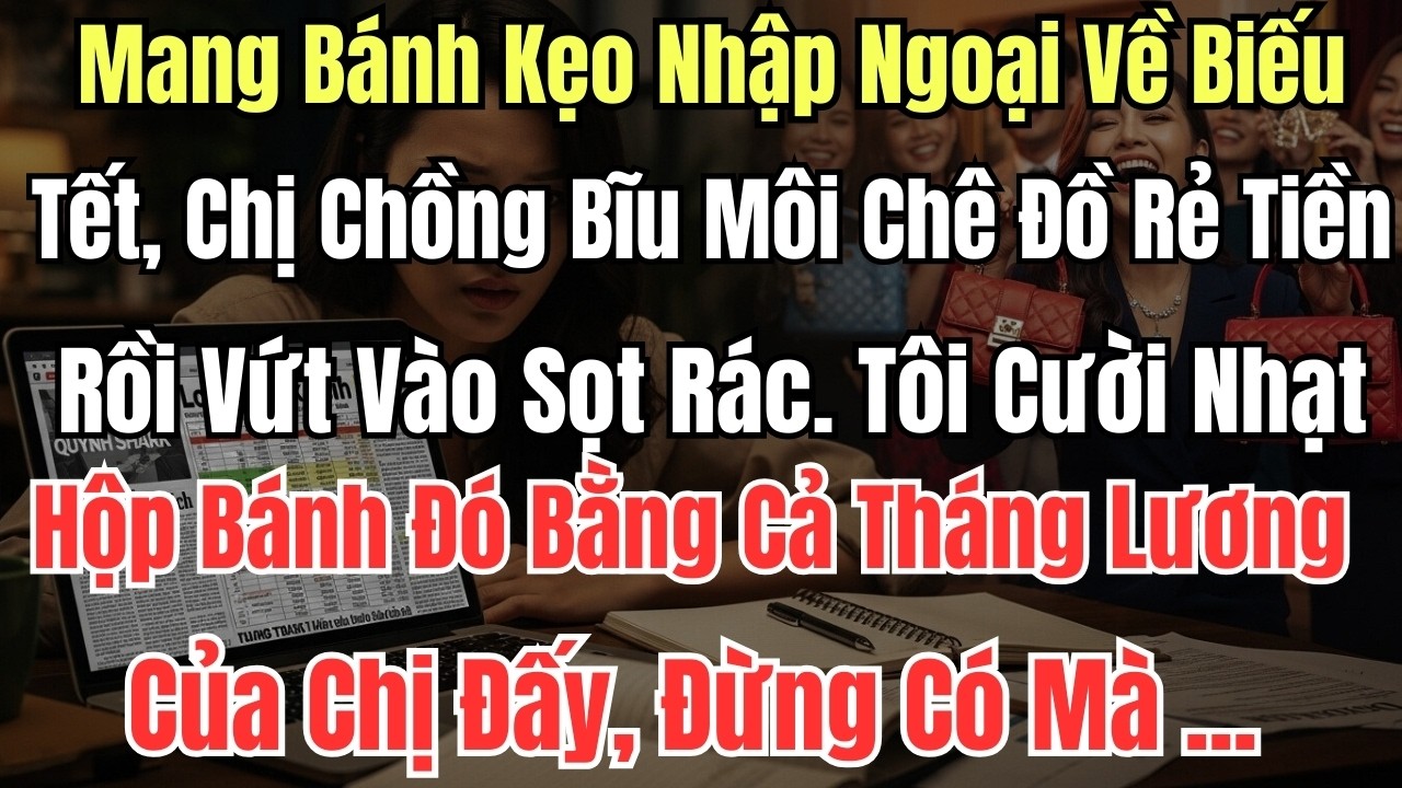 Mang Bánh Kẹo Nhập Ngoại Về Biếu Tết, Chị Chồng Bĩu Môi Chê Đồ Rẻ Tiền Rồi Vứt Vào Sọt Rác. Tôi