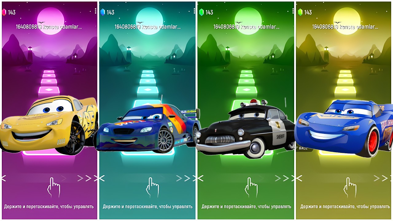 Cars - Lightning McQueen 🆚 Max 🆚 Sheriff 🆚 Fabulous Lightning McQueen 🎶 Tiles Hop EDM Rush