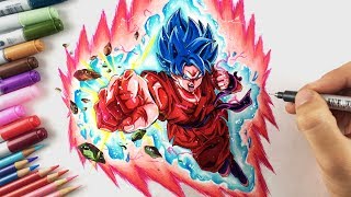 Drawing Goku Super Saiyan Blue kaioken x10