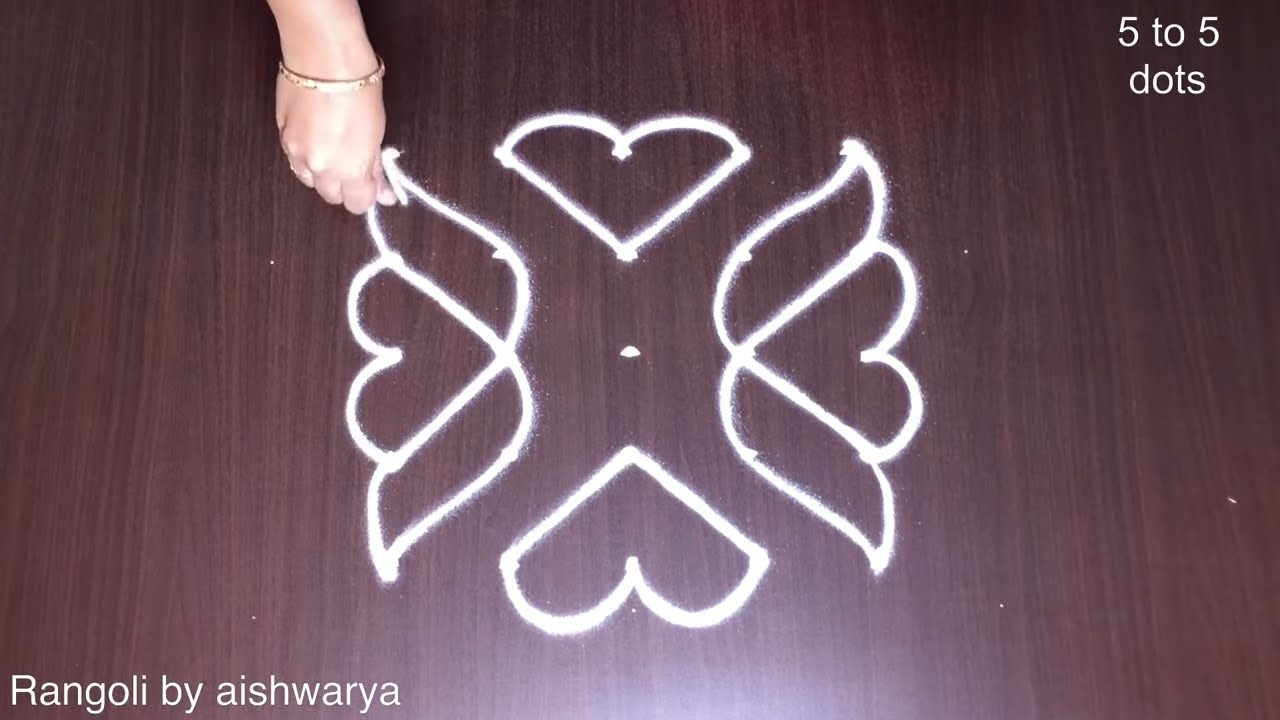 simple rangoli designs with 5 dots