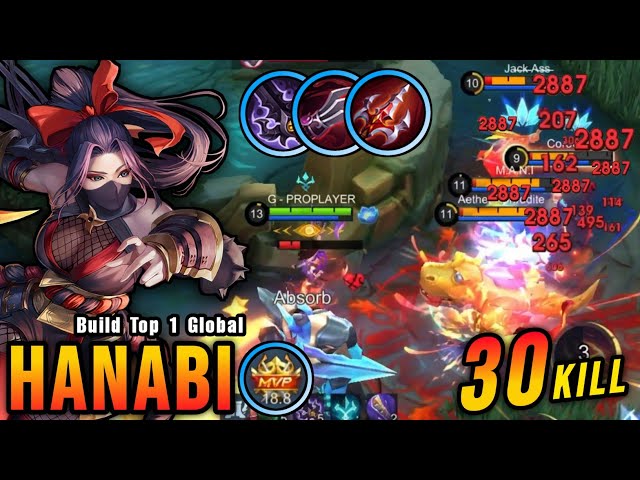 30 Kills + 2x MANIAC!! Hanabi Crazy LifeSteal with Brutal Damage - Build Top 1 Global Hanabi ~ MLBB class=