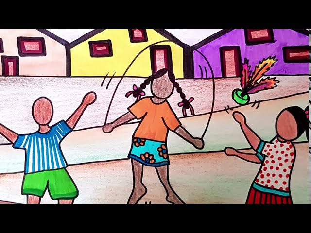 Desenhos para colorir com o tema brincadeiras - Professora