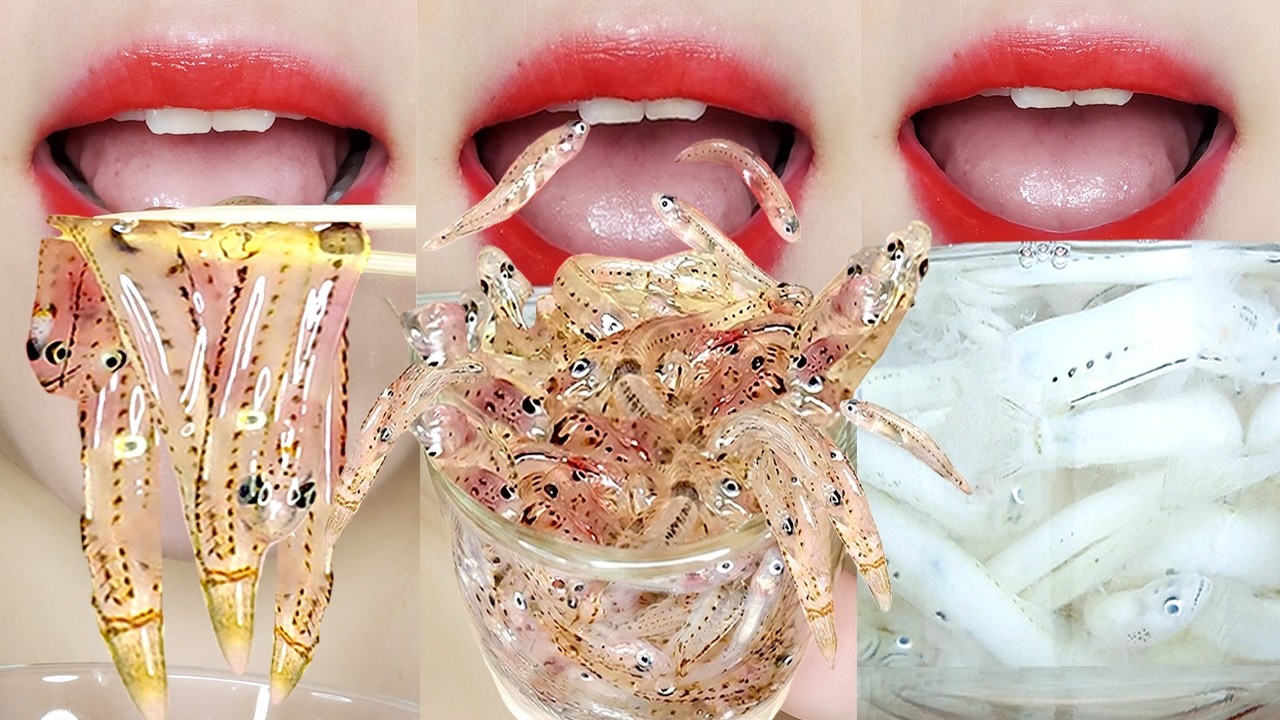 Color Fish Asmr ASMR Dancing Glass Fish with Different Sauces 🐟 Emoji Mukbang Eating ...