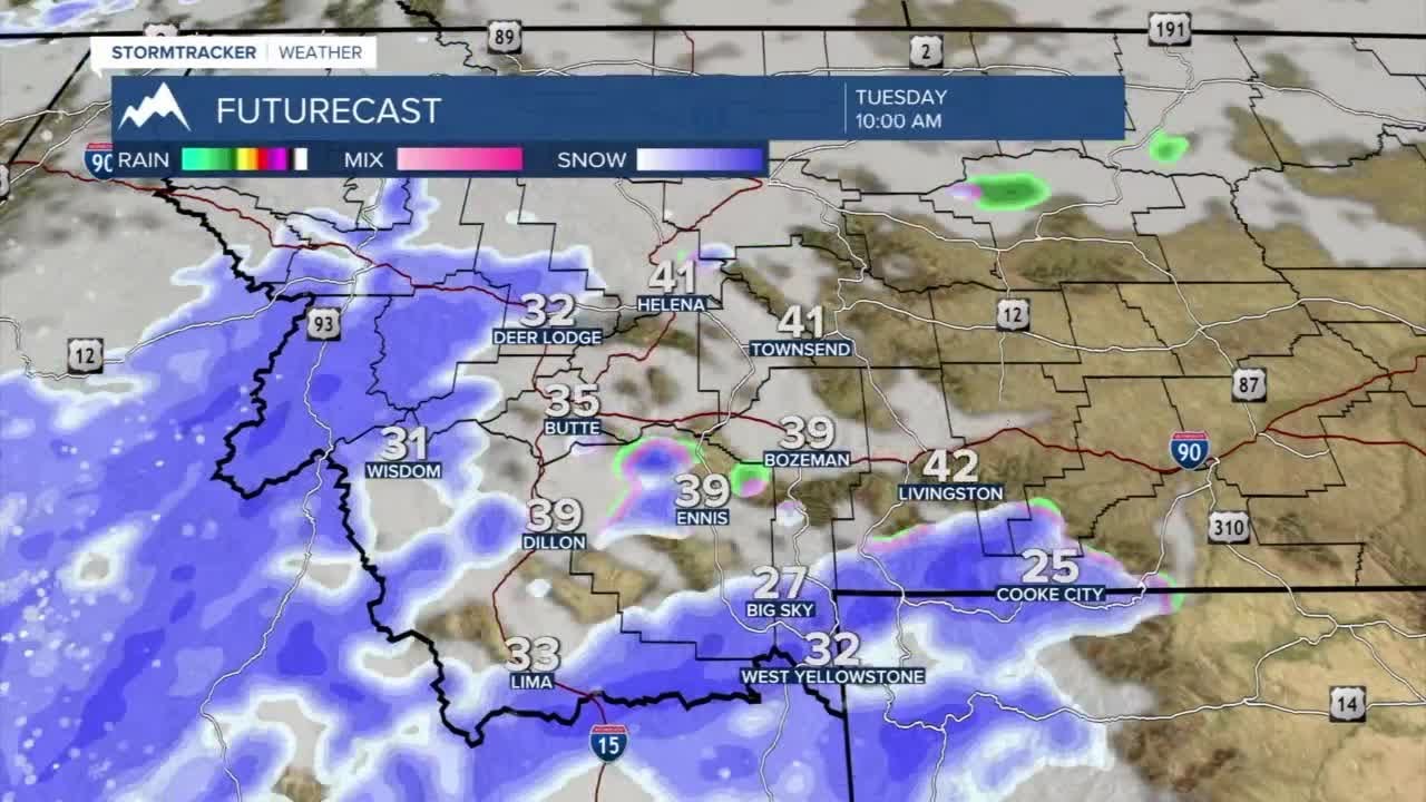 Active weather pattern bring snow to SW Montana - YouTube