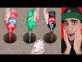 تجربة وضع مينتوس في كولا و فانتا و سبرايت تحت الارض اغرب تجربة 