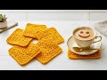 DUPER EASY [ 1 ROW REPEAT] Crochet Coaster Pattern for Beginners 🌻 Spring Crochet Stitch